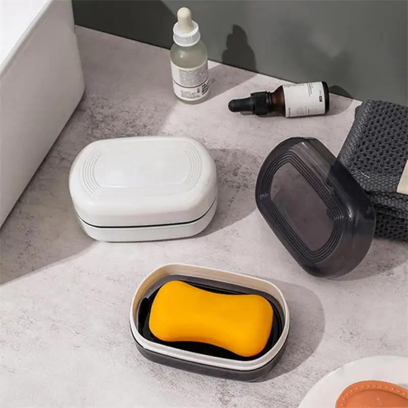 

2-Layers Soap Strong Box Container with Lid Durable Soap Case Strong Sealing Organizer Travel Soap Holder Bathroom Accessories