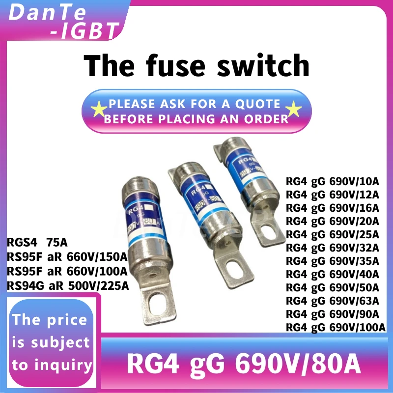 RG4 gG 690V/80A new module high power current limiting fuse base original spot