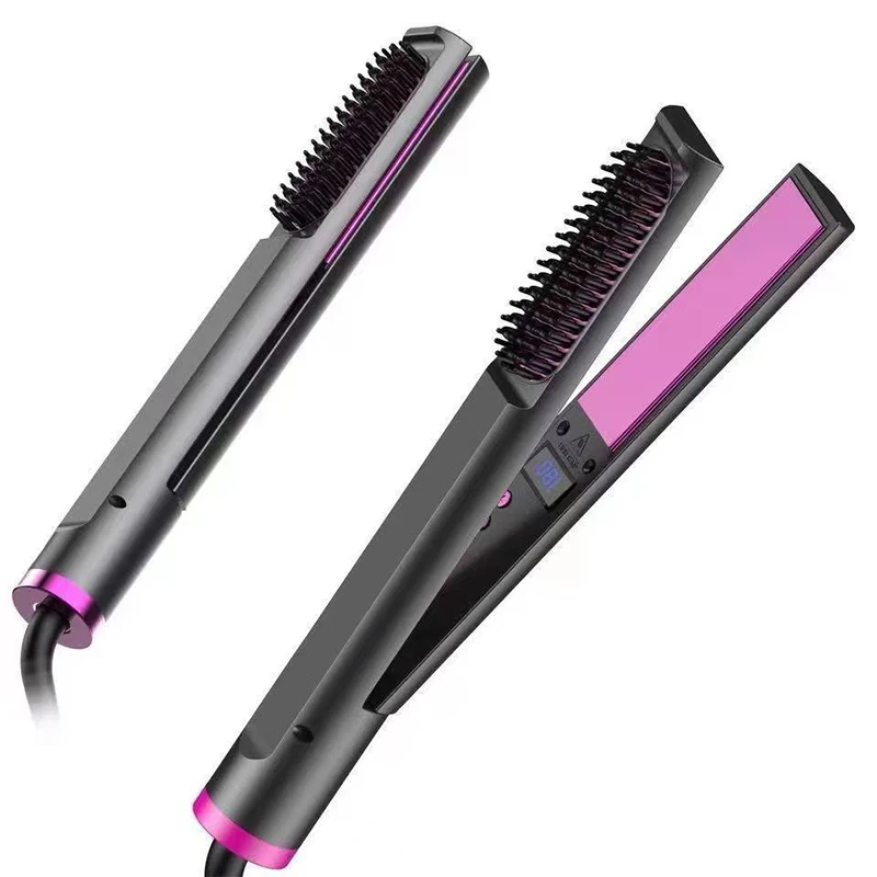 Professional 2 in 1 Hair Straightener Electric Flat iron Anti-Scald Brush Hot Comb Hair Style Tool 6