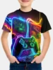 Child T-shirt Children Top Shirts Cool Game Controller Short Sleeve Korean Children's Clothes 2024 Kids Spring Clothes Tops Boy 1