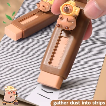 Gomma per cancellare retrattile a forma di capibara kawaii, colore casuale, articoli di cancelleria coreani carini per la scuola, l'ufficio, regalo per il ritorno a scuola