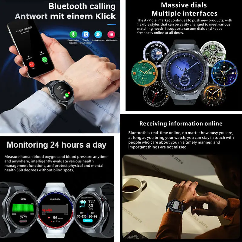 Smart Watch For Huawei GT5 Pro Men GPS Navigation AMOLED 4GB NFC Compass Clock Bluetooth Call