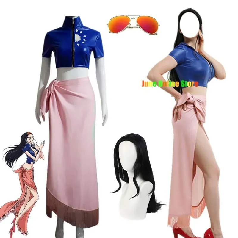 

Anime Cosplay Costume Dress Outfits Nico Robin Cosplay Custom Glasses Party Wig Suit Costumes For Girl Halloween Carnival Suit