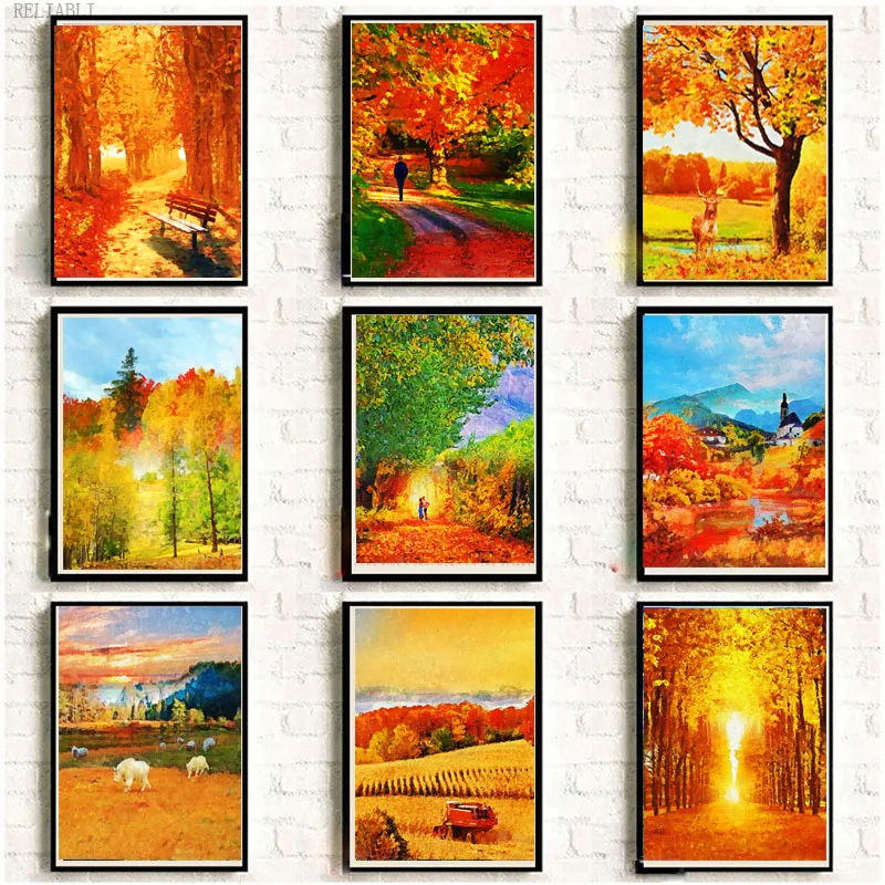 

Landscape Oil Painting Restaurant Hotel Decorative Painting Art Poster Bedroom Living Room Decorative Nordic Mural Art Wall