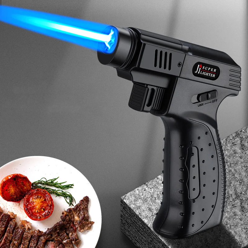 Windproof Gas Lighter 2 Torch Straight Blue Flame Hand Held Gun Kitchen