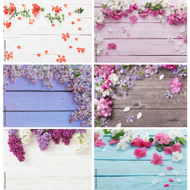 

ZHISUXI Vinyl Custom Spring Photography Backdrops Props Flower Wood Planks Photo Studio Background 2216 PUO-02