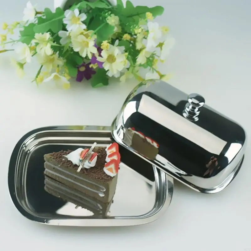N2UC Stainless Steel Butter Tray Serving Dish for Breakfast Bread Cheese Storage Box