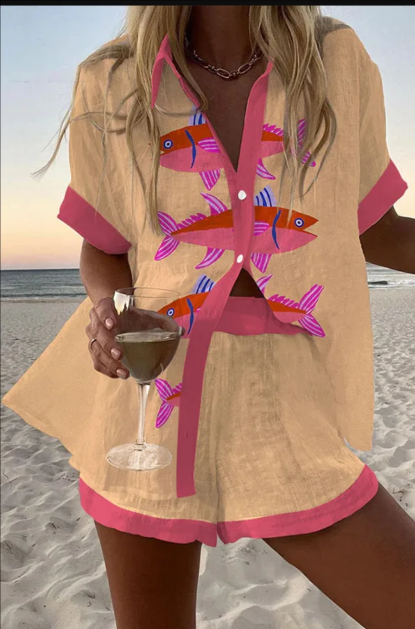 Unique Chic Undersea World Print Two-Piece Set main image 0