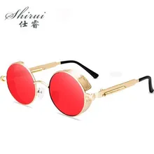 

Vintage Steampunk Red Sunglasses Men Round Punk Alloy Metal Retro Sun Glasses Women 2020 Goggles Men Gothic Style Shades