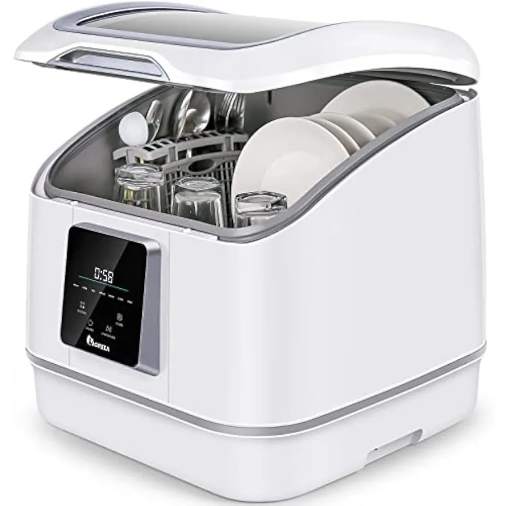 Portable Countertop Dishwasher, IAGREEA Compact Mini Dishwasher With 7 Washing Programs, Auto Water Injection, Anti-Leakage