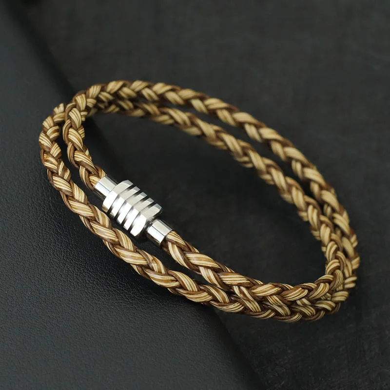 Noter Minimalist Men Bracelet Handmade Braided Leather Braclet Homme Stainless Steel Magentic Clasp Leisure Accessories Pulsera