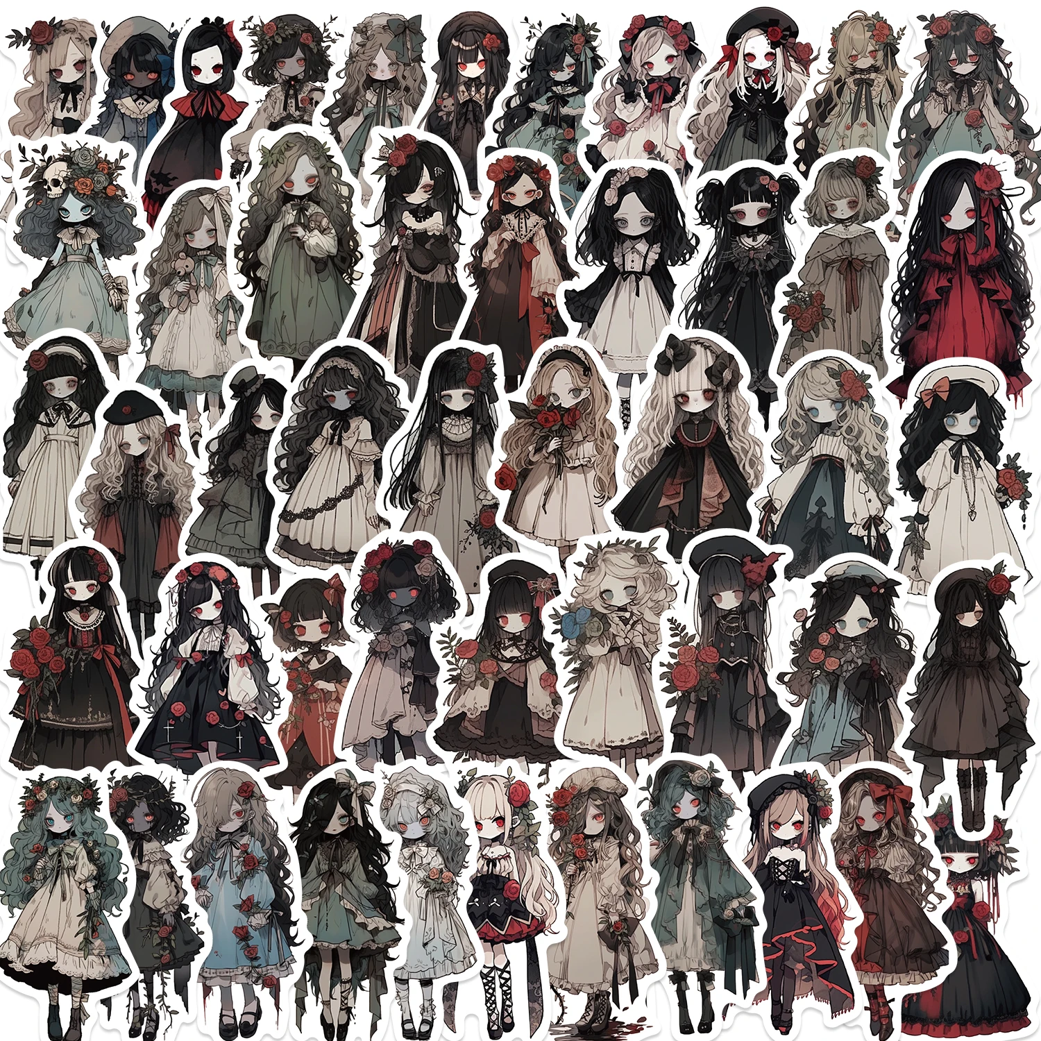 50PCS Vampire Girl Stickers for Laptop Computer Horror Waterproof Vinyl Cartoon Art Stickers for Kids Adults