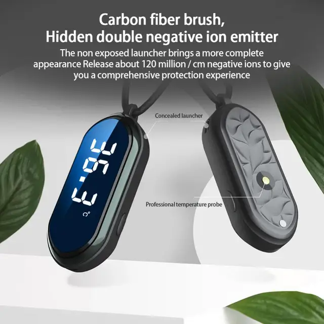 1 Pc Új Intelligens Hőmérséklet Mérő Függő Nyaktisztító Mellett A Füst Hordozható Nyakláncok Mini Légtisztítója - Image 4