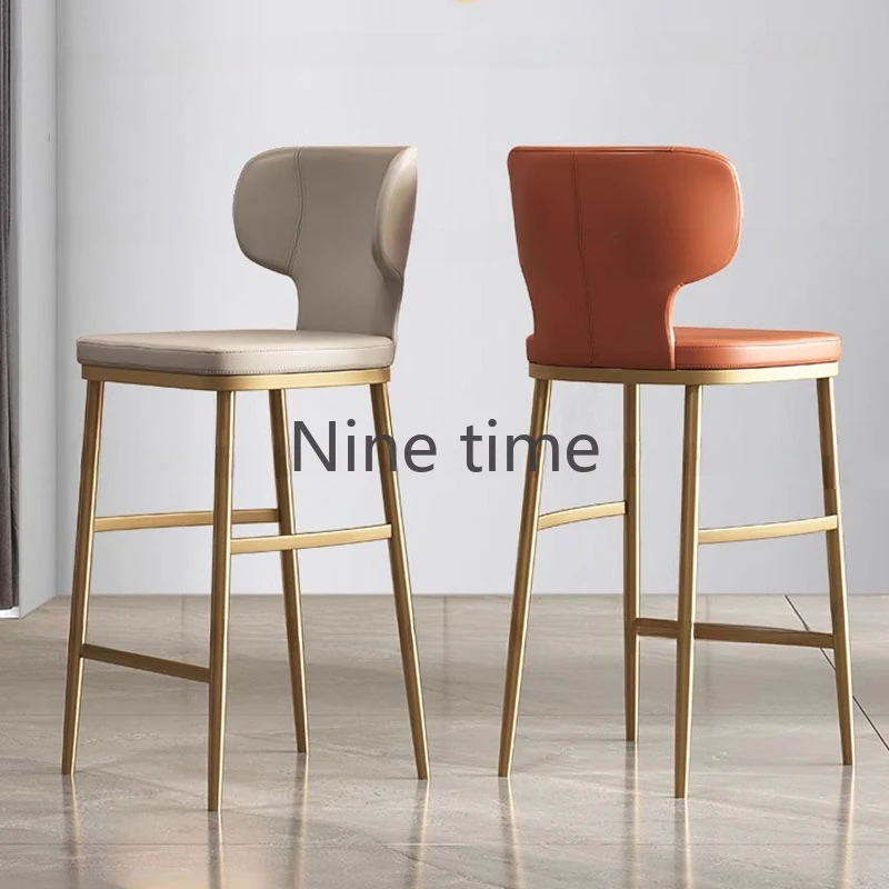

Роскошные Металлические барные стулья в скандинавском стиле с высокой спинкой для кухни, столовой, промышленного барного стула, водонепроницаемая мебель для кухни