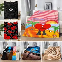 KPOP Bad Bunny Printed Blanket for Bed Sofa and Armchair Picnic Blankets Warm Blanket Comfortable Blanket Home Travel Birthday 1
