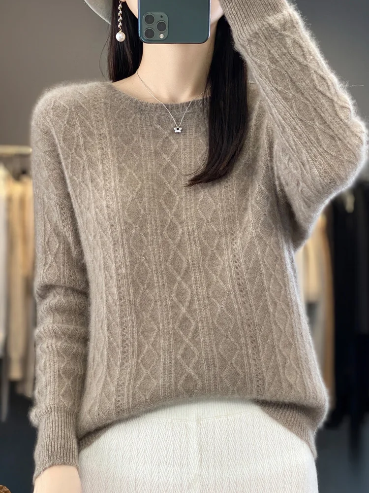 Aliselect-Jersey de lana merina para mujer, jersey de manga larga