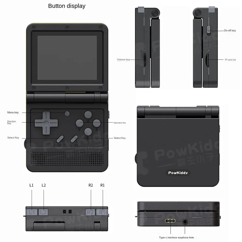 16G 64G V90 Handheld Game Console Folding Clamshell 3.0-Inch IPS Screen Video Game 2000+ Retro Games Gifts For Men & Children 