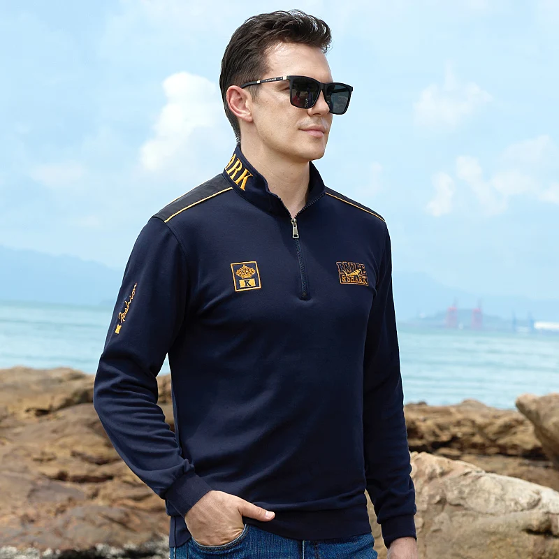 남성용 폴로 두꺼운 코튼 브루스 앤 샤크, 긴 소매 지퍼, 루즈 스타일 패션, 럭셔리 브랜드, 폴로 빅 사이즈, 4XL, 가을, 신상