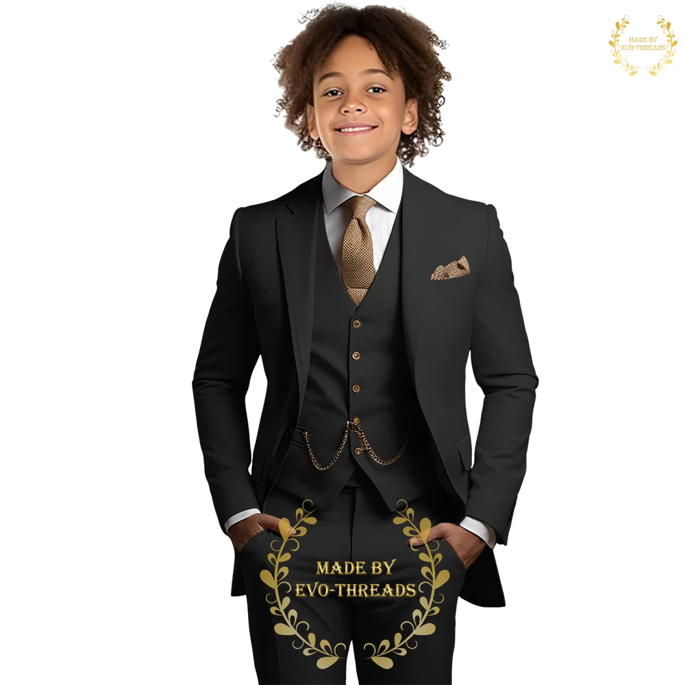 3-Piece Boys' Formal Suit Jacket Vest Pants Kids Attire for Wedding Cocktail Easter Thanksgiving Party White Classic Boys Formal Suit Set