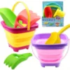 Summer Beach Play Toy Bucket Retractable Folding Bucket Multifunctional Outdoor Play Portable Square Bucket with Shovel 1