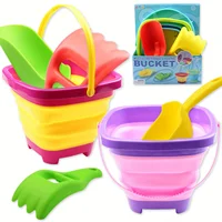Summer Beach Play Toy Bucket Retractable Folding Bucket Multifunctional Outdoor Play Portable Square Bucket with Shovel 1