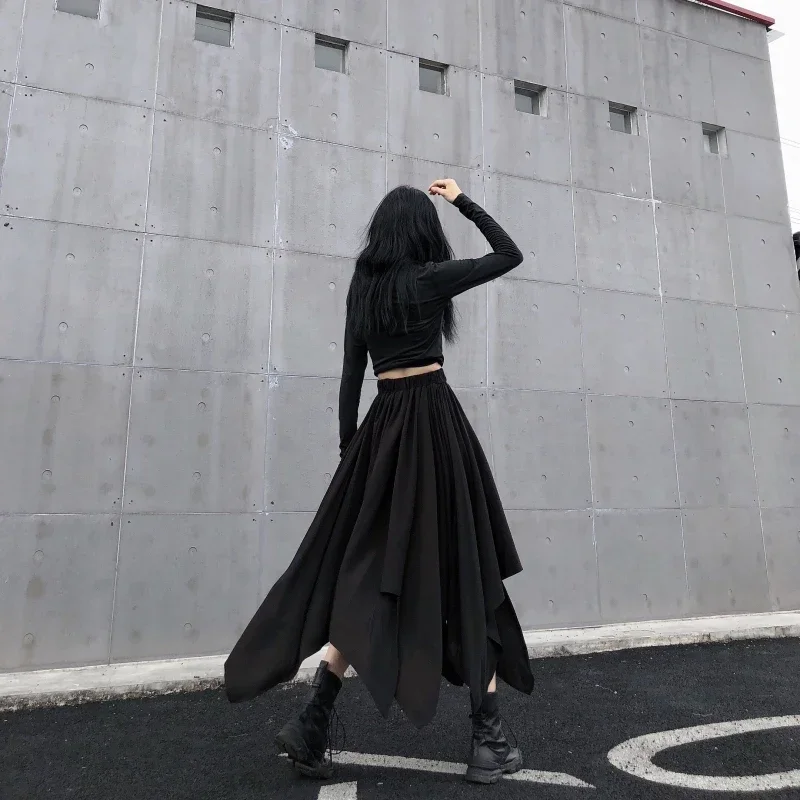 overdue flair★韓国★人気★GRUNGE YOKE GATHER LONG SKIRT Geek Office / ギークオフィス】OPEN YY Woven DOUBLE BELTED