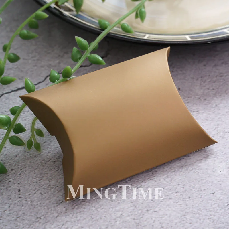50/100 Stück Kissenförmige Süßigkeitenschachteln Kraftpapier-Verpackung Gold Silber Streifen Punkt Blumen Hochzeit Party DIY Geschenkbox Kekstüte – Detail 23