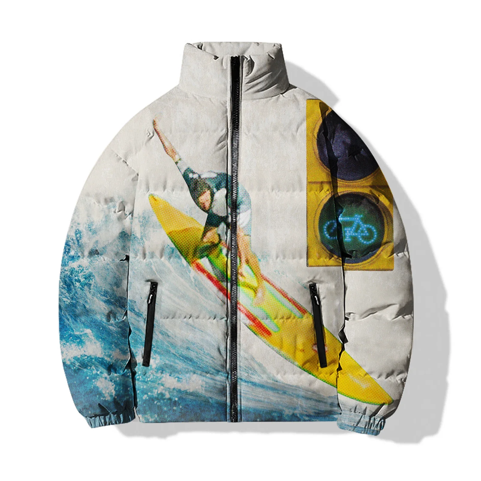 Abrigo de invierno para hombre, chaqueta de algodón con estampado de puesta de sol en la playa y cocoteros, chaqueta de estilo holgado a la moda, ropa para hombre, chaquetas, abrigos