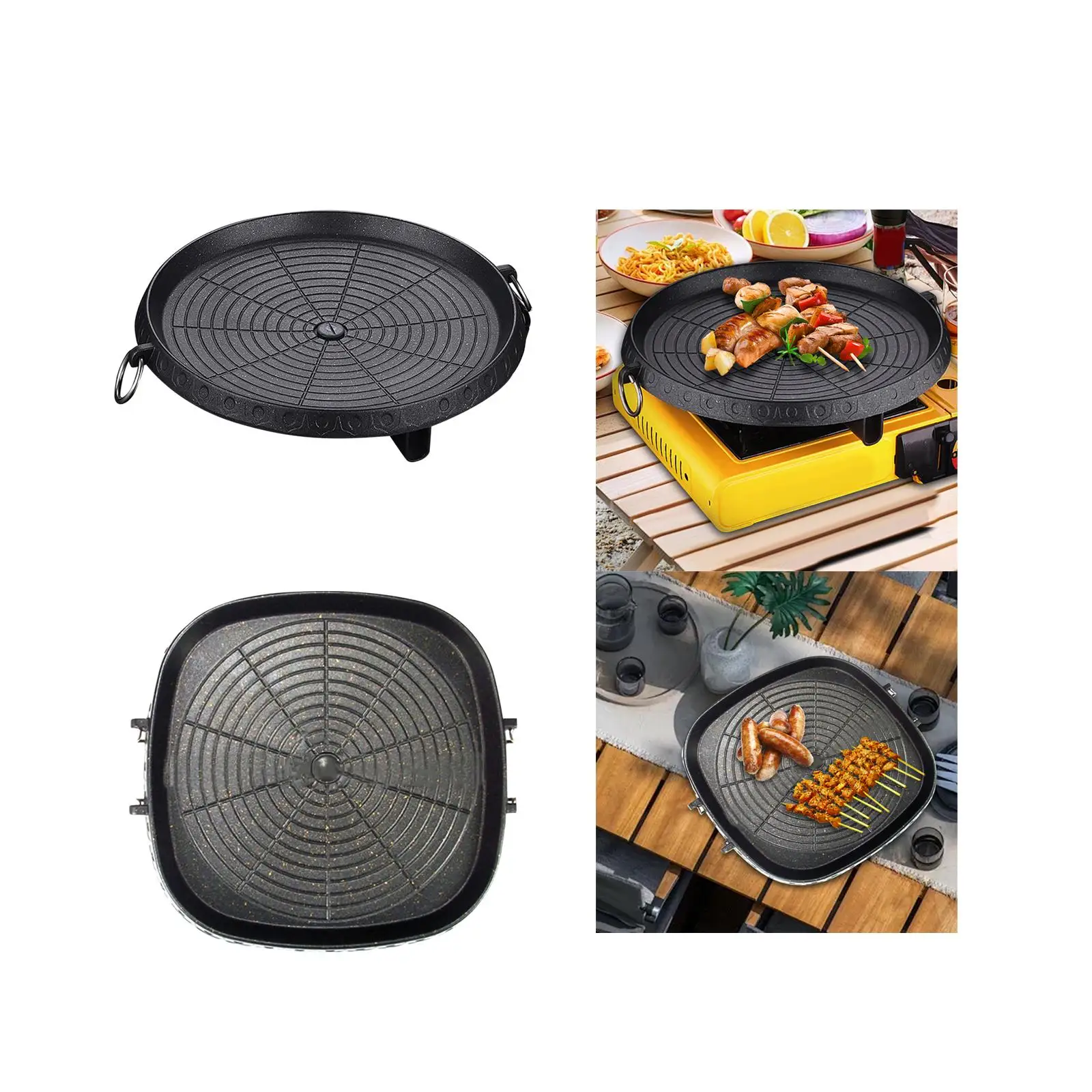 Korean Grill Pan Easy to Clean BBQ Plate for Home Barbecue Yard Picnic