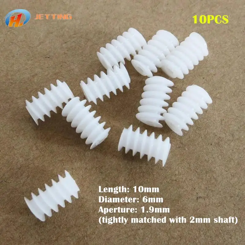10pcs 10*6*1.9mm Rubber White Right Hand Plastic 6*10 (2A) Worm Turbine 0.5 Module Reduction Gears DIY Model Parts
