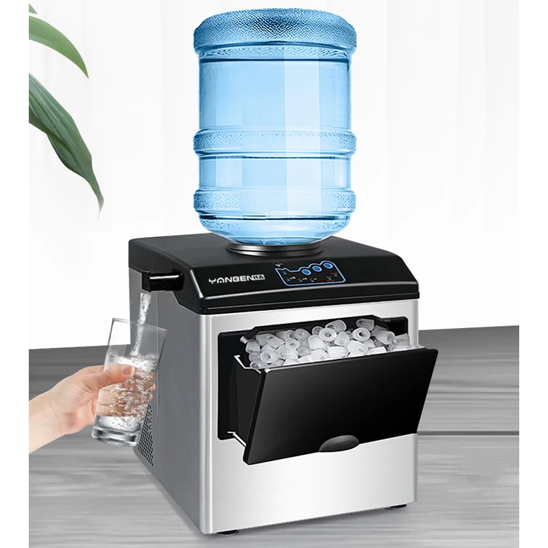 

220V Commercial Ice Maker Small Household Ice Machine Milk Tea Shop Tap Water / Bottled Water Ice Making