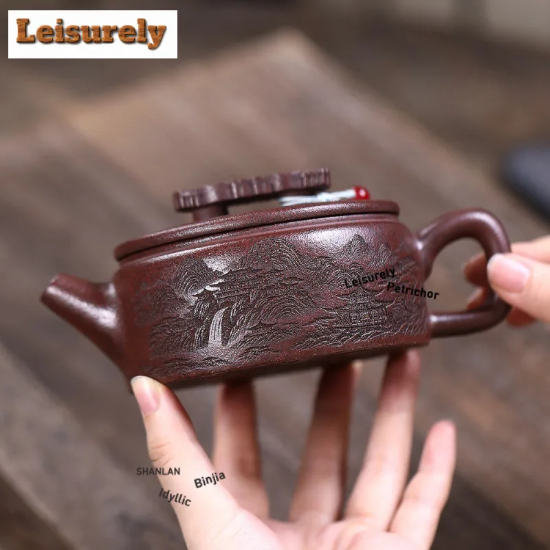 300ml High-end Yixing Purple Clay Teapots Handmade Large Caliber Pot Raw Ore Sweaty Mud Kettle With Infuser Chinese Zisha Teaset