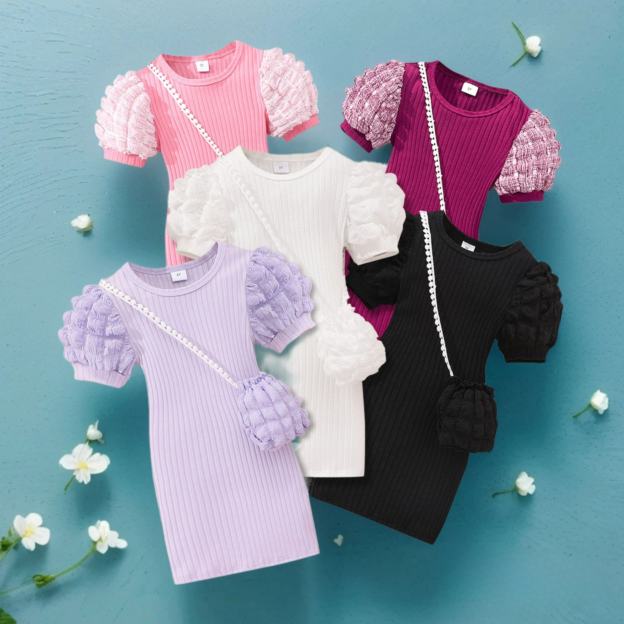 New Dress 2-8 Yrs Old Midi Dress Kids Girl Clothes Summer Fashion Short Sleeve Baby Girl Bodycon Dress Girls Wrap Tight Dress