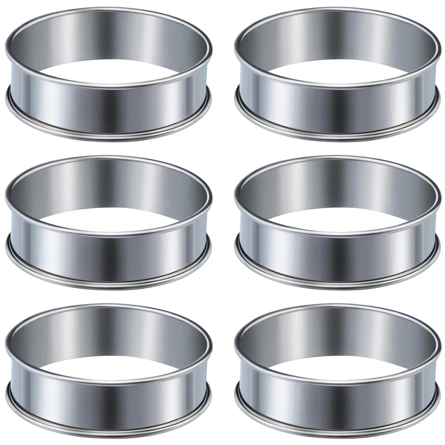 Muffin Tart Rings 6 Pcs Double Rolled Stainless Steel Rings