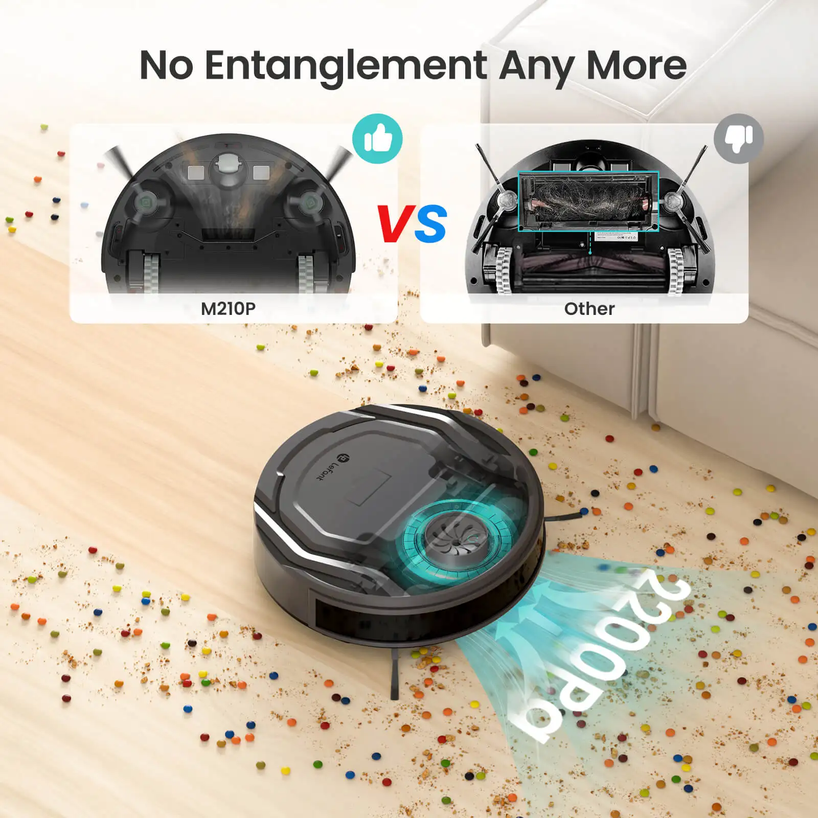 Lefant M210Pro Robot Vacuum Cleaner Suck and Sweep 2-in-1 Mini App/Google/Alexa Control 6 Cleaning Modes for Pet Hair Hard Floor 6