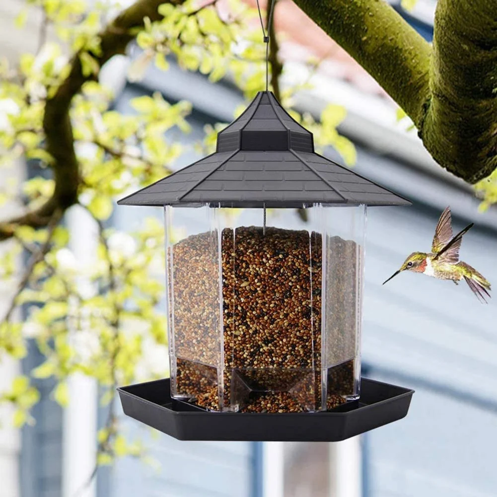 Garden Yard Outdoors Decoration Hexagon Shaped Large Capacity Easy to Use Gazebo Bird Feeders Wild Bird Feeder 2