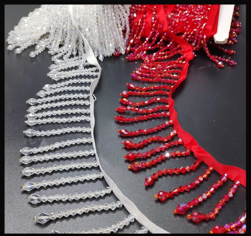 Crystal Pendant Beaded Fringe Lace for lace garment accessories,lace decoration,lace accessories,lace sewing accessories,clothing accessories 1yard price DIY Clothes Stage Dress Home Curtain Headwear Decorative Accessories