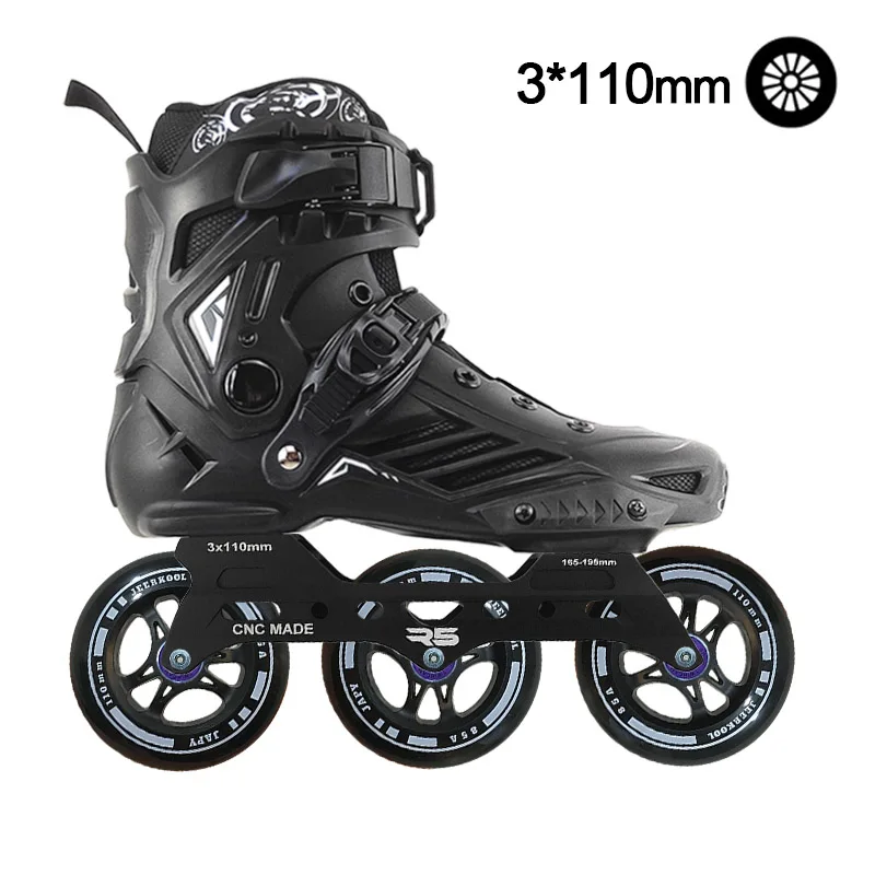 

ROSELLE Speed Inline Skates 3x110 or 125 PU Wheels with Equidistant Frame Shoes for Street Road Racing Marathon FSK Skating