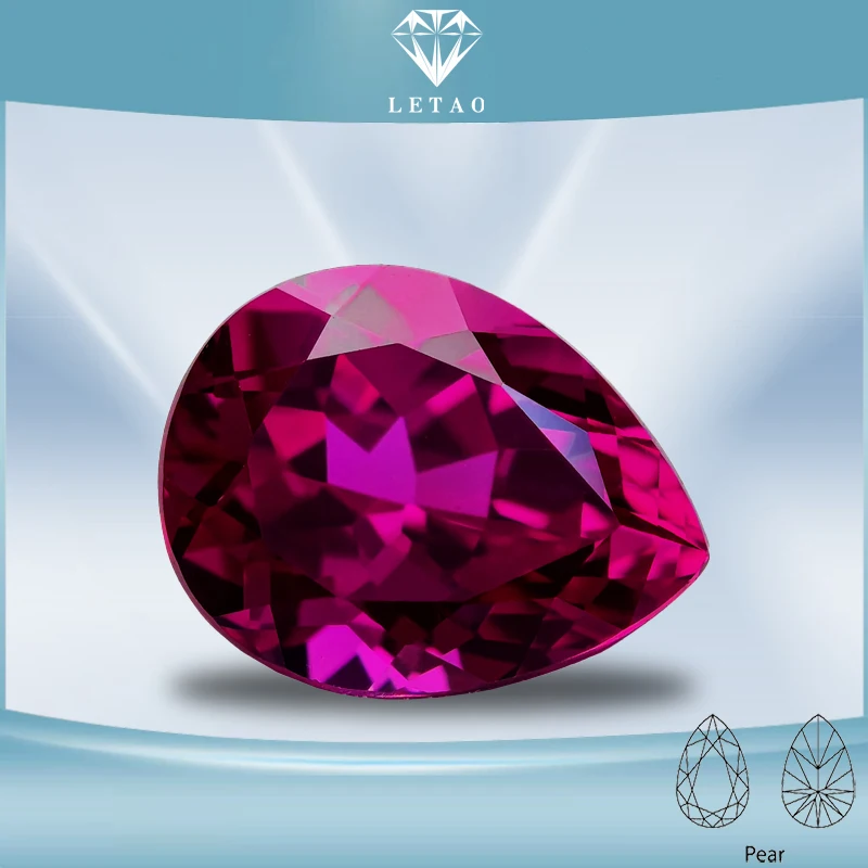 Lab Grown Ruby Rubellite Color Pear Shape VVS1 Gemstone Charms for Diy Jewelry Making Materials Selectable AGL Certificate