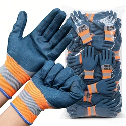 Heavy - Duty Anti - Slip Latex Garden and Work Gloves - 5pairs (Blue)