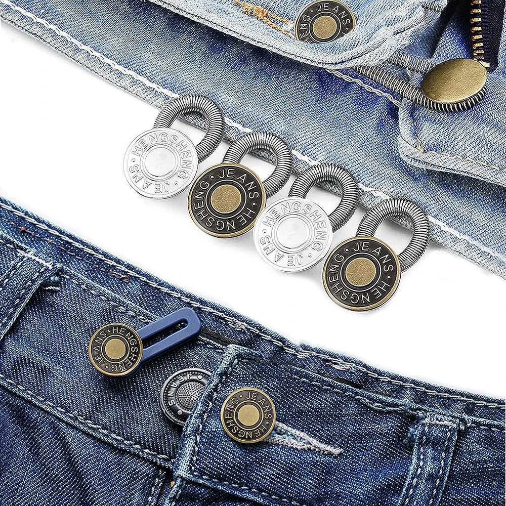 Description Picture 4 of itemPants Button Extender Shirt Collar Extenders Jeans Waist Extender Metal Button No Sew Button for Extender Jeans Pants Collar
