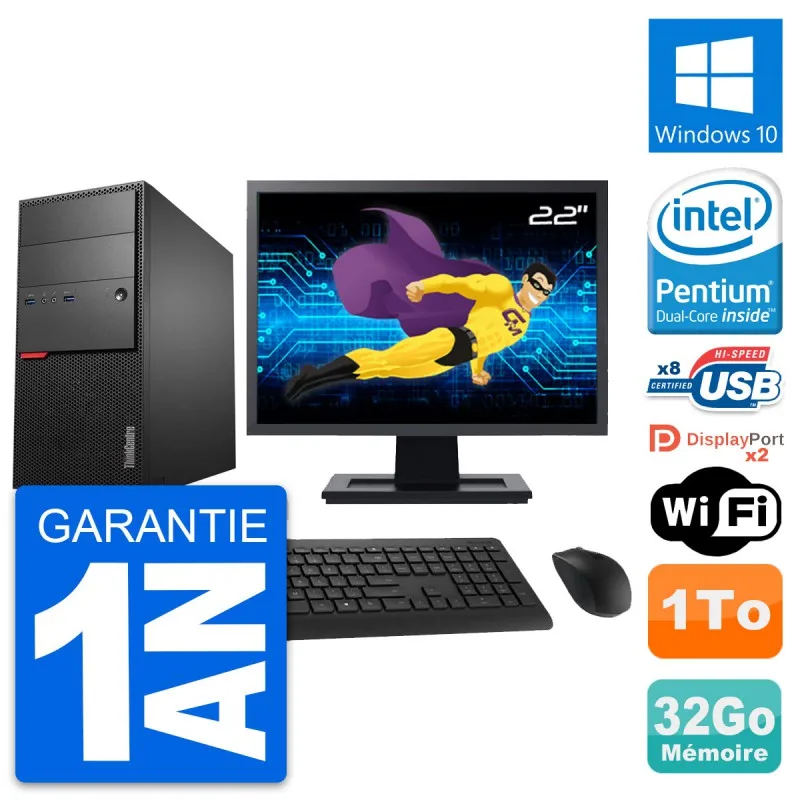 PC tower Lenovo M900 screen 22 &quotIntel G4400 RAM GB disk TB Windows 10 Wifi | Компьютеры и офис