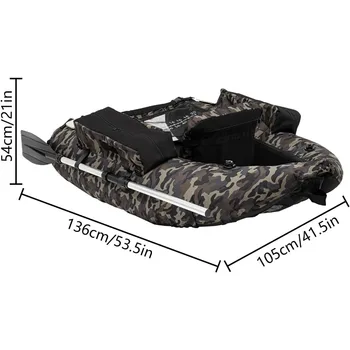 Inflatable Fishing Boat Outdoor Fishing Float Tube Portable Fishing Raft Capacity 286.6 Lbs Adjustable Backrest (90-180°) 3