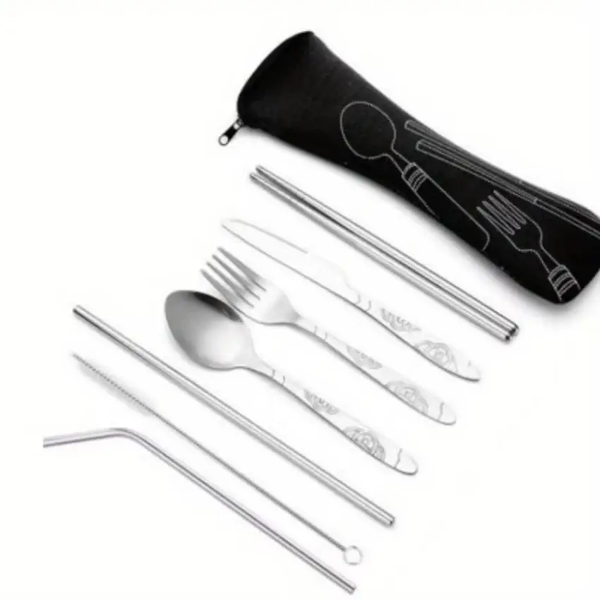 New 7 Pcs/lot Stainless Steel Western Style Steak Knife Fork Spoon Portable Western Style Travel And Business Tableware Set