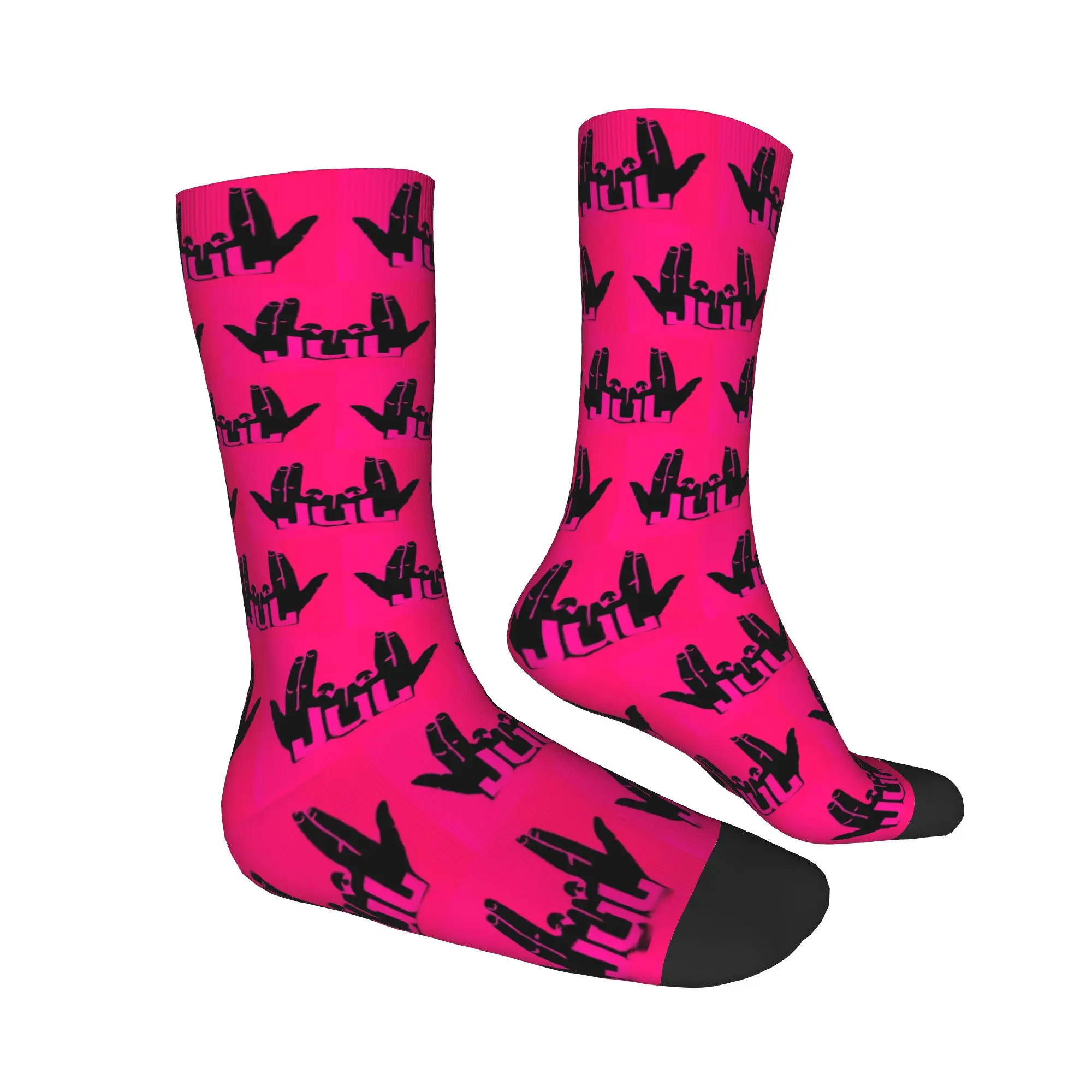 Benutzerdefinierte klassische JUL Rapper Männer Frauen Crew Socken Unisex lustige 3D-Druck Musik Kleid Socken – Detail 3