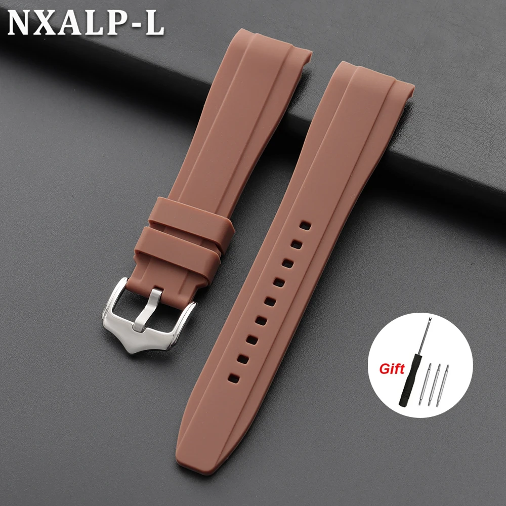 Enhanced Rubber Strap Silicone Watch Band - Waterproof Sport Bracelet with Curved End Design