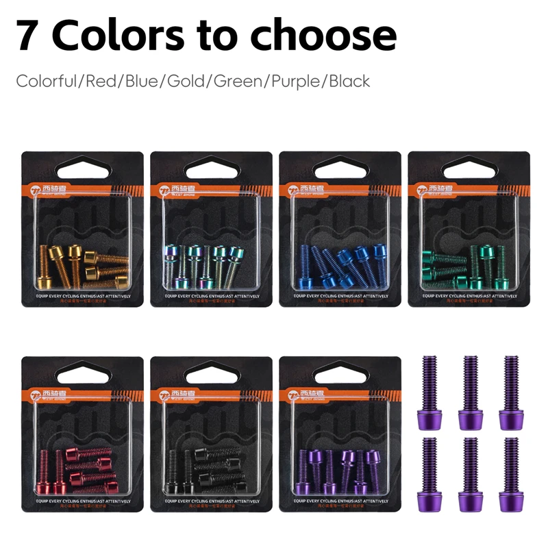 WEST BIKING 6pcs M5x18mm Bike Stem Screw Alloy Steel Hexagon Screw MTB Road Bicycle Handlebar Stems Bolts Stiffen Bike Parts