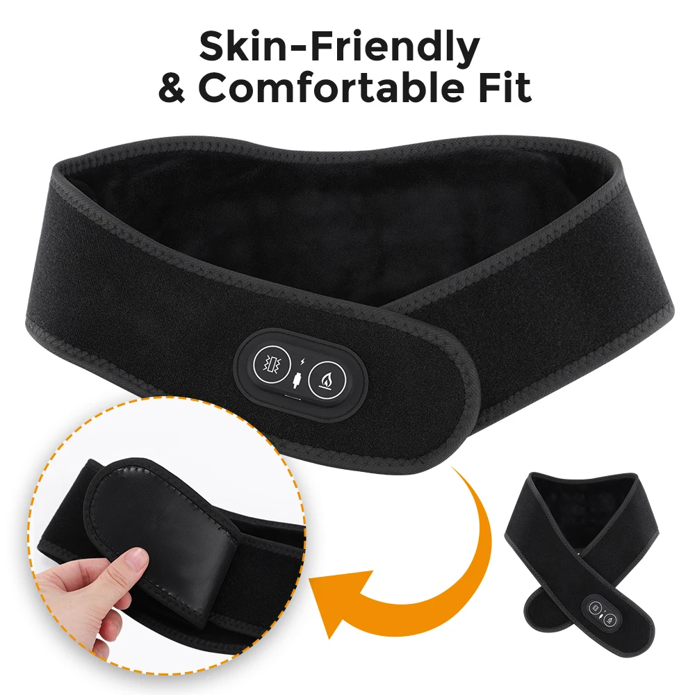 Cordless Heated Neck Wrap Electric Neck Massager with Red Light Vibration Wireless Heating Pad for Hands Legs Wrists