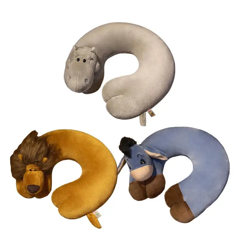 Kids Travel Neck Pillow Cartoon Animal Neck Pillow Soft Travel Pillows for Airplanes Children U-shape Support for