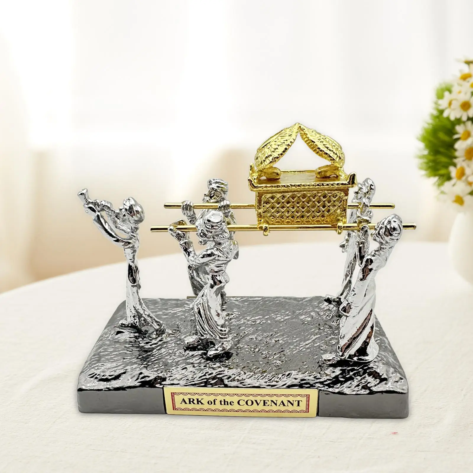 

Metal Holy Ark of The Covenant Sculpture Religious 13x7x10.5cm Sturdy Versatile Judaic Figurine Desktop Ornament Historic Model
